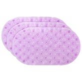 Kuber Industries Bath Mat | PVC Bathroom Mat | Shower Bath Mat | Floor Tub Mat | Bathroom Oval Mud Mat | Anti-Skid Shower Bathroom Mat |Pack of 3| Q-01B | Purple